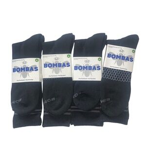 NEW 4 PAIRS Bombas Crew Socks Black Grey Honeycomb Arch Support Mens